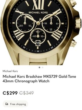 Michael Kors Gold-Tone Watch with Black Dial